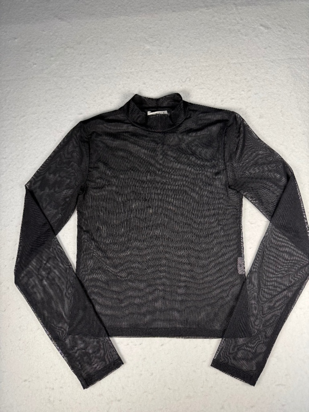Abercrombie & Fitch Sheer Long Sleeve Black Top Size Small Cropped Mesh Mock